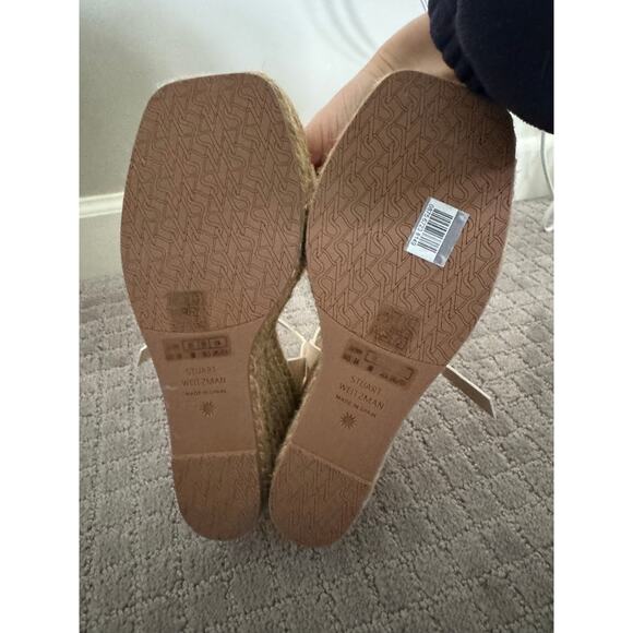 NWOB Stuart Weitzman Braida Max Espadrille Wedge Sandal in White Leather SZ 8 - Picture 5 of 7